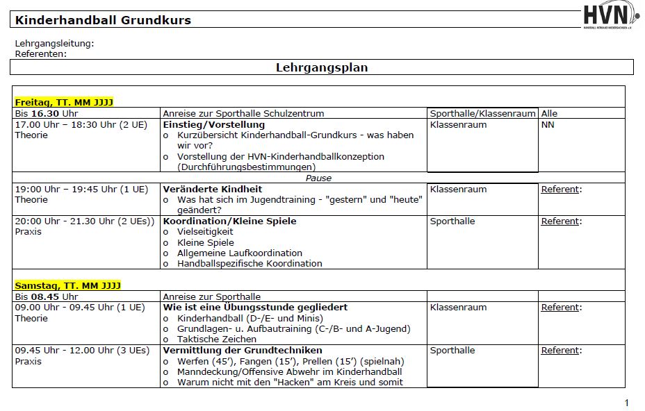 Lehrgangsplan Teil 1